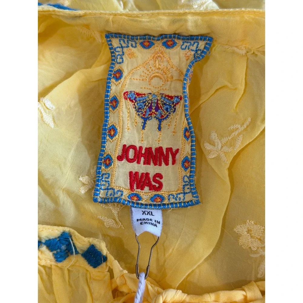 NEW Johnny Was Margot Blouse Odesa Yellow Embroidered Floral Boho Peasant XXL - Picture 8 of 13